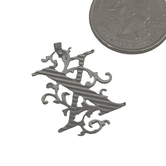 Gothic Style Initial "X" Pendant Necklace Intricate Design Silver-Tone Metal Uni - Picture 3 of 5